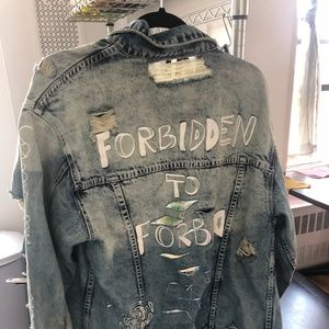 Denim Oversized Distressed Denim Jacket